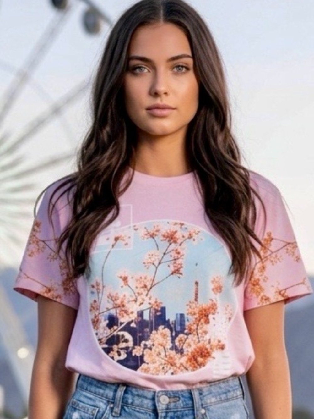 Woman’s Spring in Tokyo Pink Floral Graphic Tee - Women's Short Sleeve